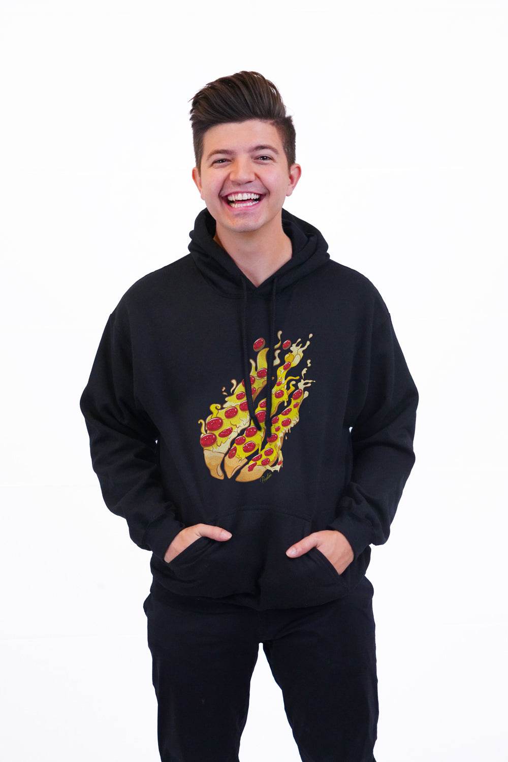 Black Pizza Hoodie - Fire Merch - Preston Playz Original Merchandise