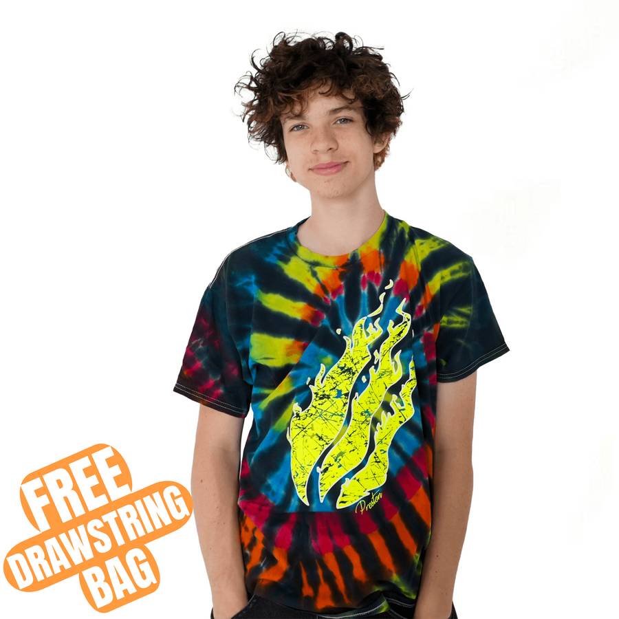 Neon Green Flame Tie Dye T shirt