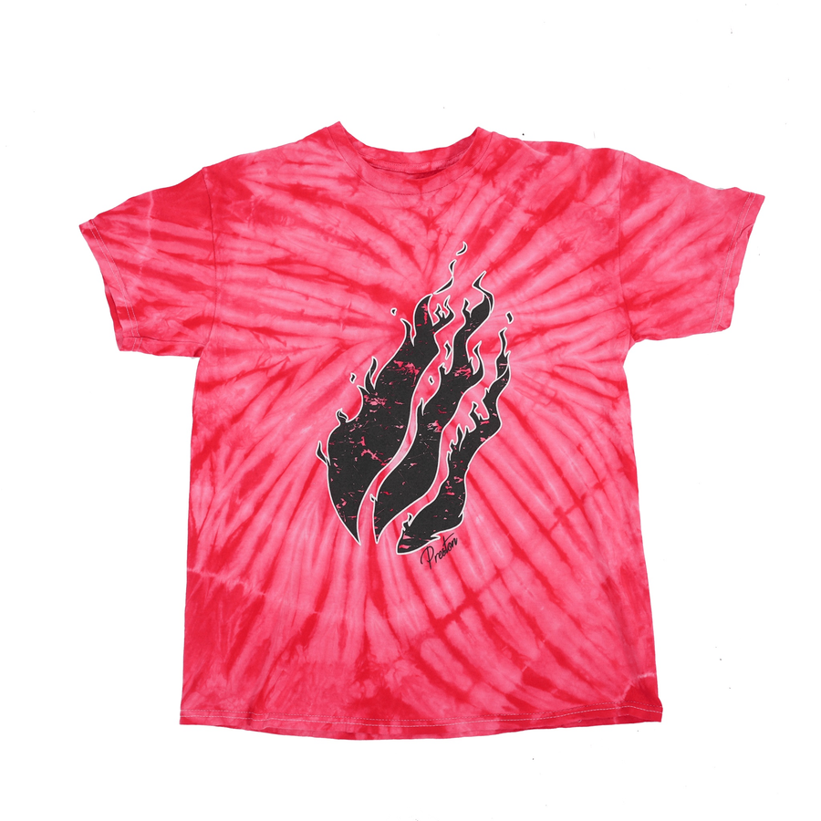 Pink Tie Dye T-Shirt Black Flame